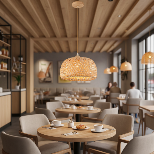 Bamboo Dome Pendant Lamp – Compact Natural Wood Style, PL WD25-06-01
