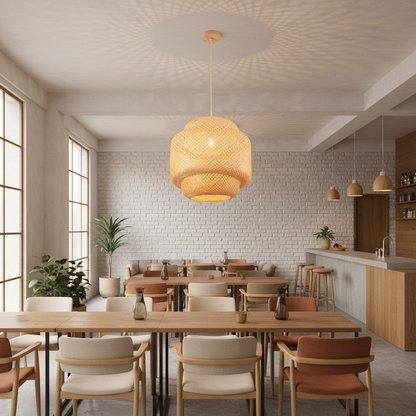 Natural Bamboo Pendant Lamp – Warm Organic Style, E27 Holder, PL WD25-07