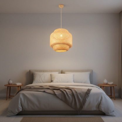 Natural Bamboo Pendant Lamp – Warm Organic Style, E27 Holder, PL WD25-07
