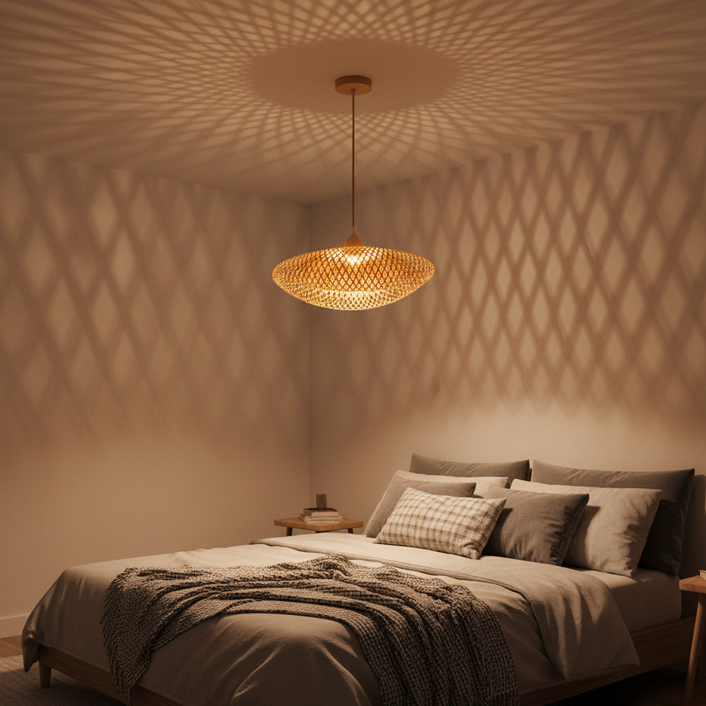 Natural Wood Finish Bamboo Pendant Lamp 40cm, PL WD25-09