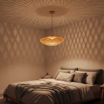Natural Wood Finish Bamboo Pendant Lamp 40cm, PL WD25-09