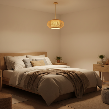 Bamboo Globe Pendant Lamp – Natural Wood Finish, PL WD25-12