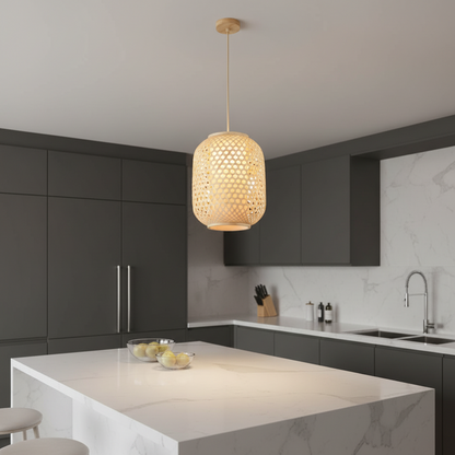 Cylindrical Woven Bamboo Pendant Lamp – 30cm PL WD25-13