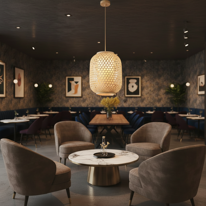 Cylindrical Woven Bamboo Pendant Lamp – 30cm PL WD25-13