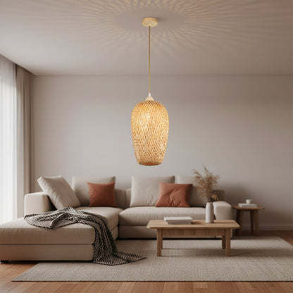 Bamboo Cylinder Pendant Lamp –E27 Holder SKU PL WD25-14