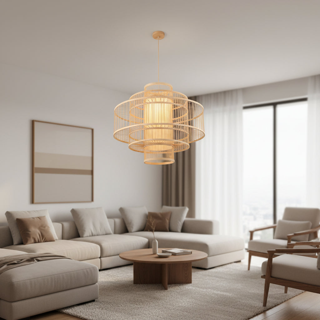Geometric Frame Bamboo Pendant Lamp –PL WD25-27-02