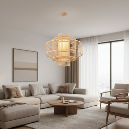 Geometric Frame Bamboo Pendant Lamp –PL WD25-27-02