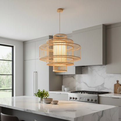 Geometric Frame Bamboo Pendant Lamp –PL WD25-27-02
