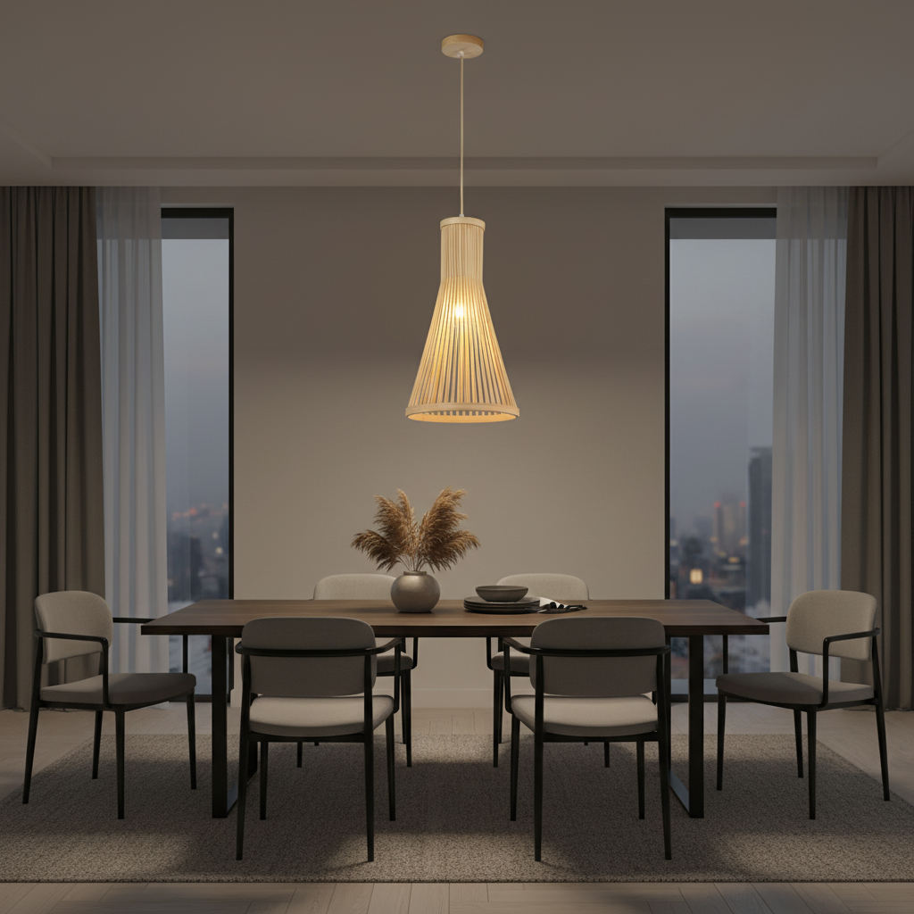 Bamboo Cone Pendant Lamp –E27 Holder SKU PL WD25-28