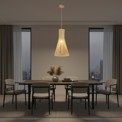 Bamboo Cone Pendant Lamp –E27 Holder SKU PL WD25-28