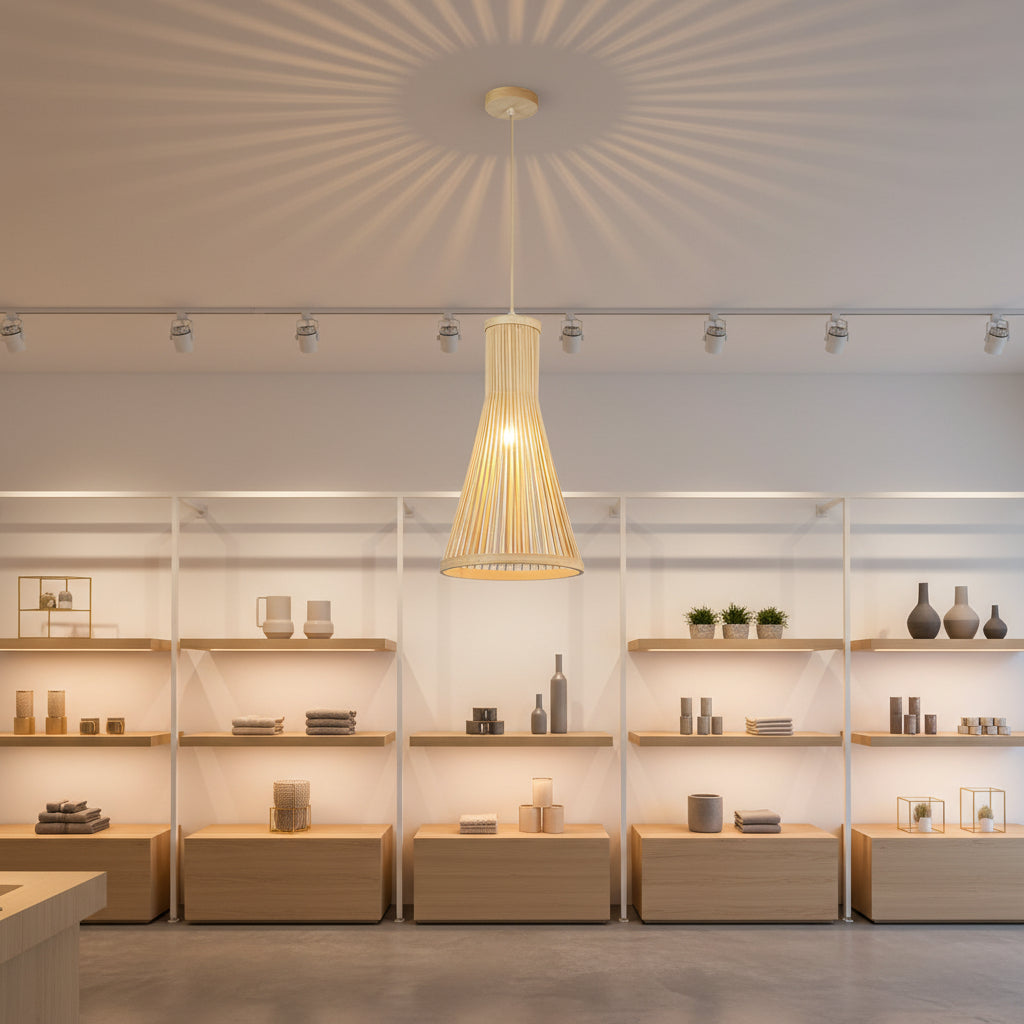 Bamboo Cone Pendant Lamp –E27 Holder SKU PL WD25-28