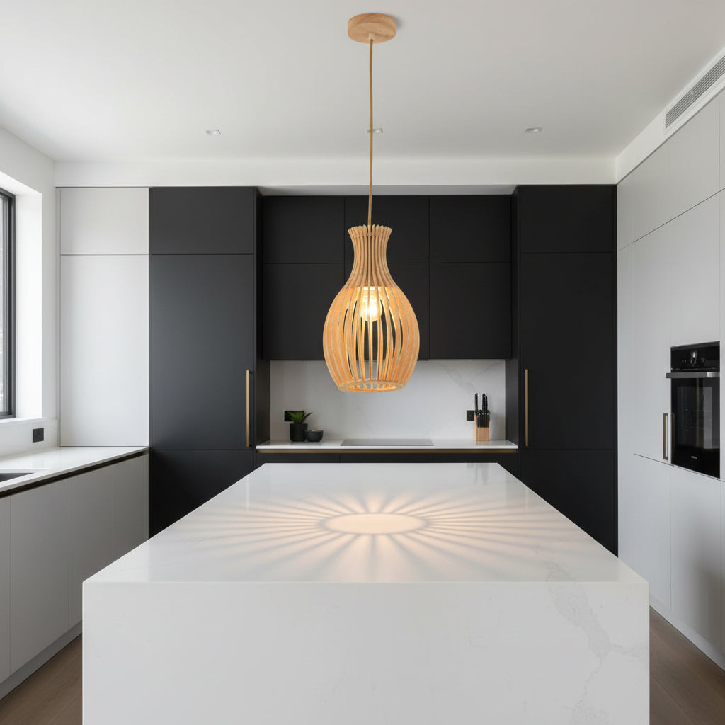 Vase-Shaped Wood Pendant Lamp– PL WD25-32