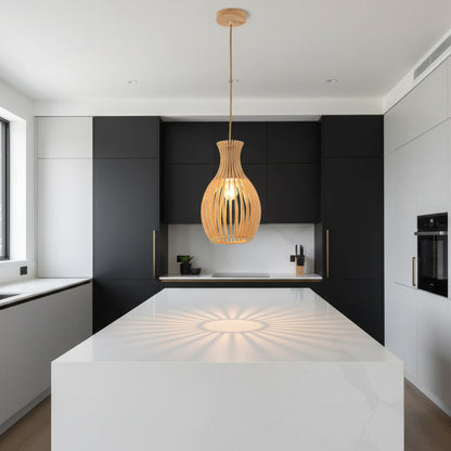 Vase-Shaped Wood Pendant Lamp– PL WD25-32