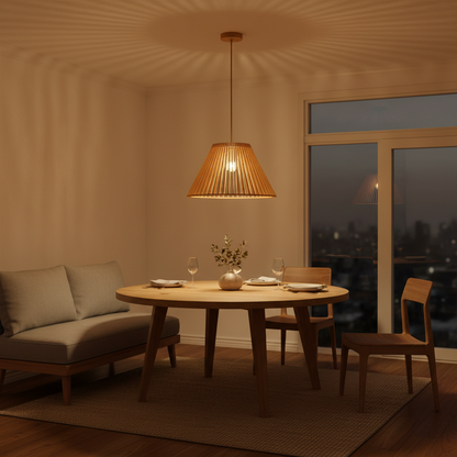 Conical Shade Design Wood Pendant Lamp E27 Holder, PL WD25-33