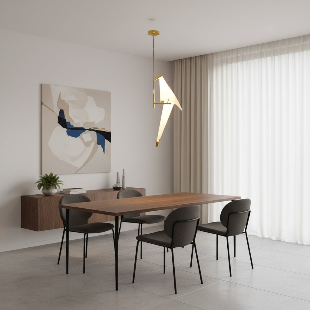 Dawood Lifestyle & Gadgets kes gold origami bird pendant ceiling light with integrated LED illumination
