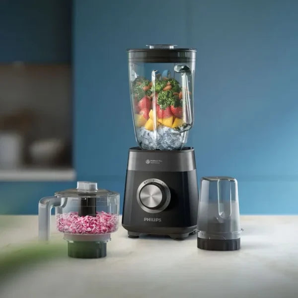 Philips 5000 Series Blender – 1200W ProBlend Plus, 2L Glass Jar, Chopper & Mill HR3033/00