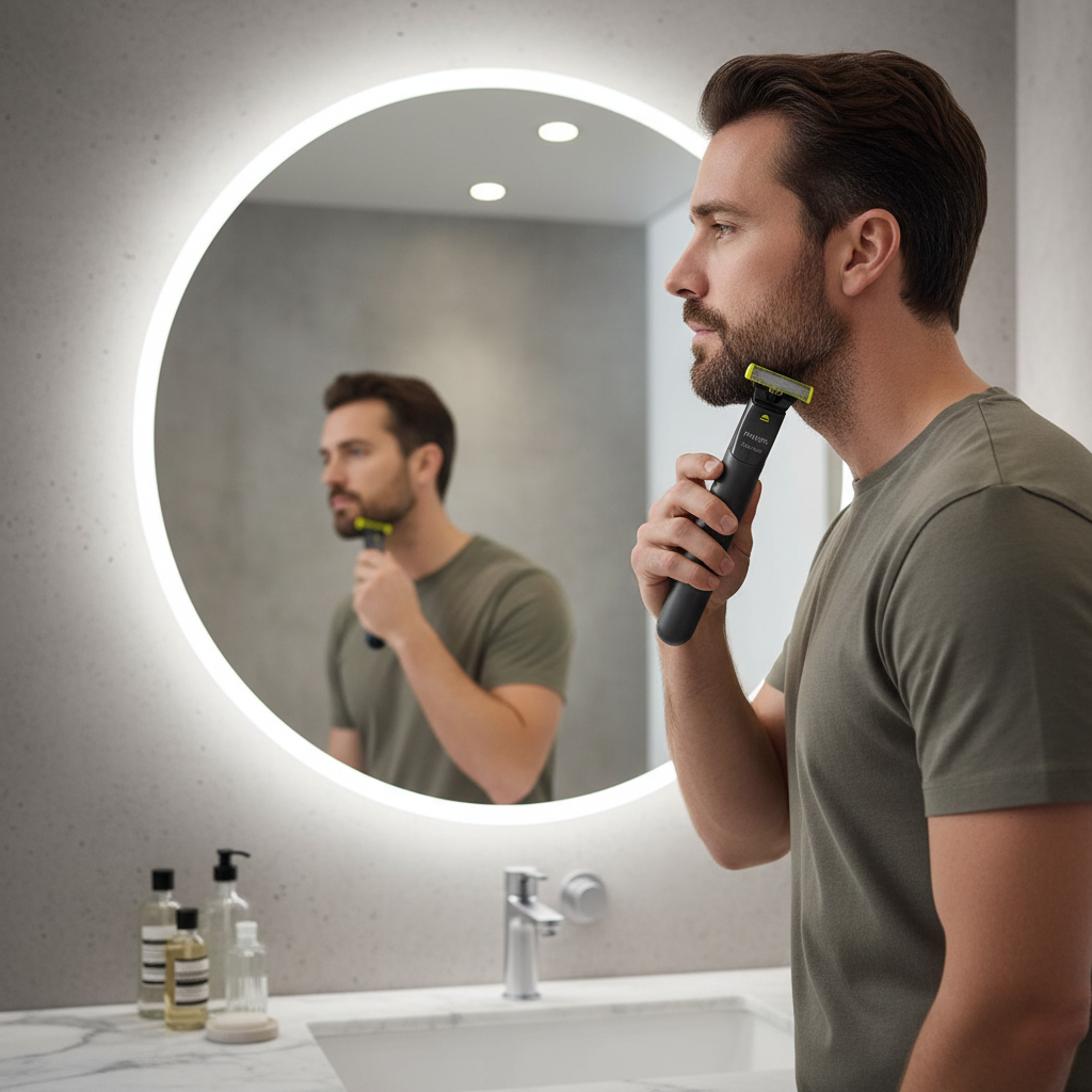 Dawood Lifestyle & Gadgets ke OneBlade electric shaver and trimmer with 1mm and 3mm stubble combs rechargeable wet and dry grooming tool for shaving trimming and creating precise beard lines on any hair length.