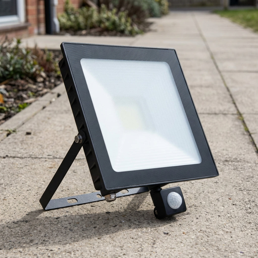 50W Sensor LED Flood Light Warm White with Photocell IP65 SL 3079-05-PH-BK-WW