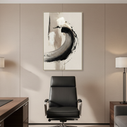 Framed Brush Stroke Oil Painting Collection Featuring Gold And Black Abstract Designs In Multiple Sizes