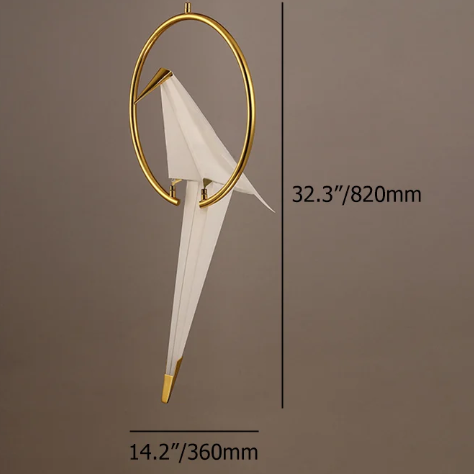Gold Ring Origami Bird Pendant  Ceiling Light