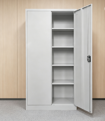 Steel Stationery Cabinet with Adjustable Shelves and Lock