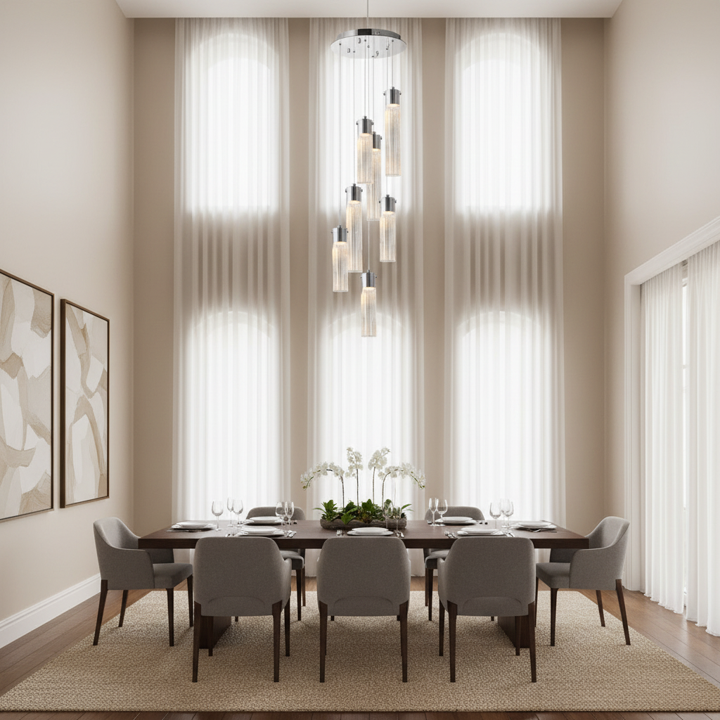 7 lamp Glass Cylinder Pendant Chandelier-WH 2024-0507-13-TC