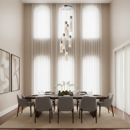 7 lamp Glass Cylinder Pendant Chandelier-WH 2024-0507-13-TC