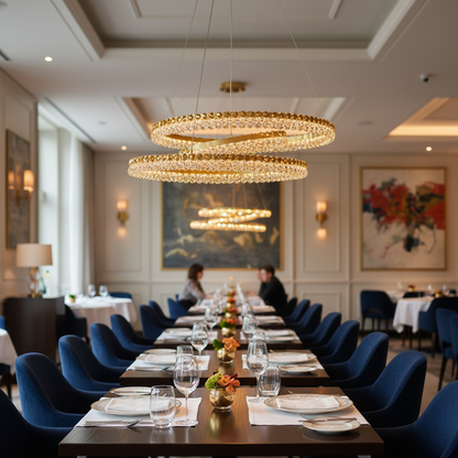 Golden Spiral Crystal Chandelier – 70W LED, 3-Colour Adjustable – WH 25CL-09-GO-TC