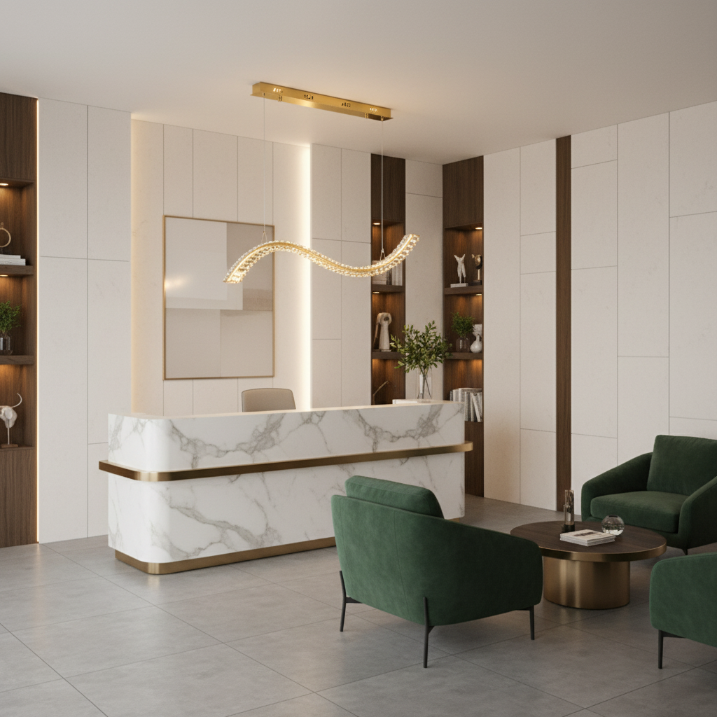 Wave Crystal LED Pendant Light Gold 18W Tri-Colour WH 2608-GO-TC