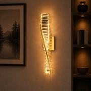 Gold twisted crystal 10W LED wall sconce with tri-colour lighting and spiral design for bedrooms, hallways, hotels, and feature walls WH 2616-01-GO-TC - Gemelli Collection