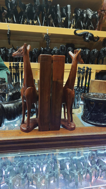 2pcs Decorative 12x25cm Rosewood Giraffe Bookend
