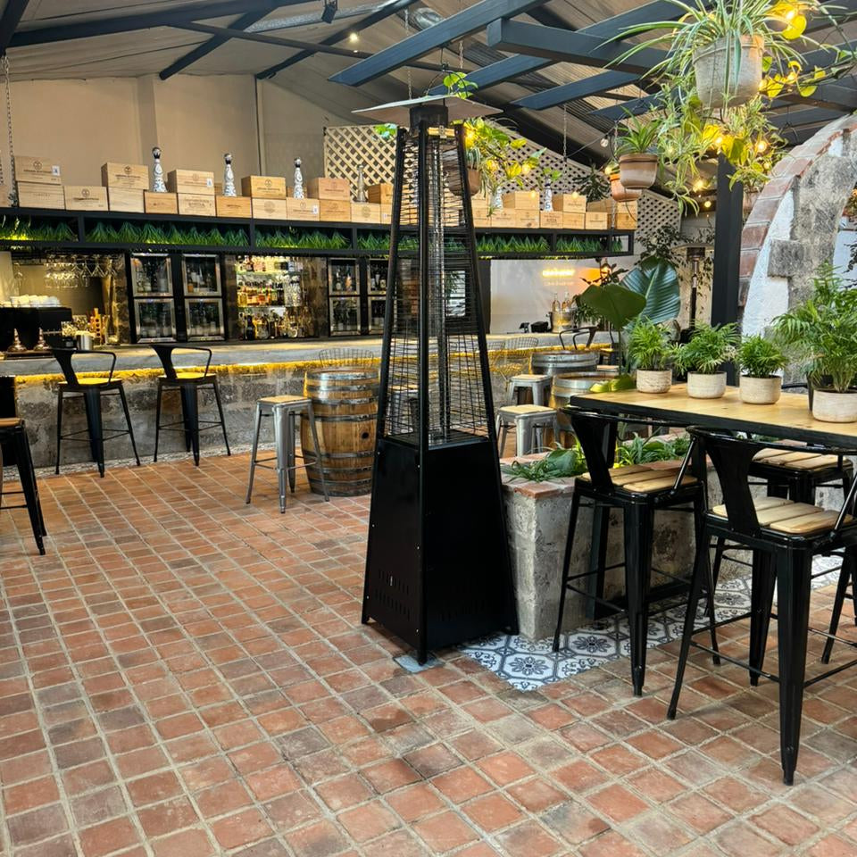 9500w  Stainless Steel Quartz Glass Flame Patio Heater  JN-P- XX-SSSV