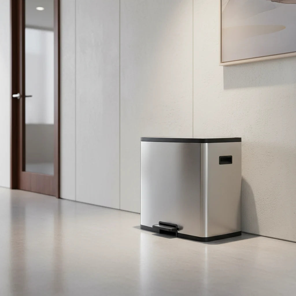 Dual Compartment Stainless Steel Octos Step Bin 15+15L