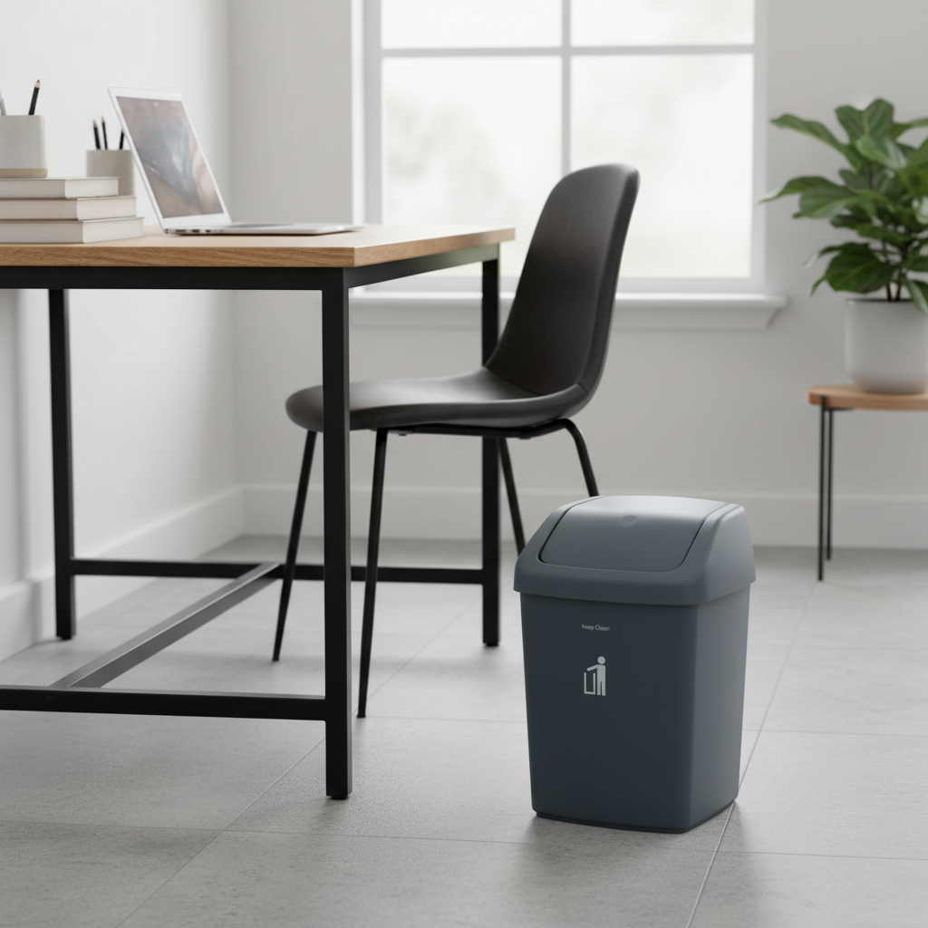 Printed Plastic Swing Bin With Removable Lid