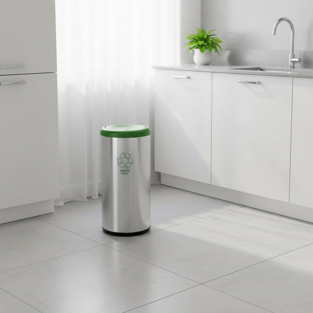 40 Litres Stainless Steel Capsule Waste Bin With Swing Lid And Scotch Brite Finish