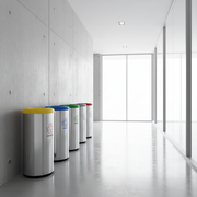 Stainless Steel 40L Capsule Waste Bin With Swing Lid And Scotch Brite Finish Available In Multiple Lid Colours For Hygienic Waste Disposal