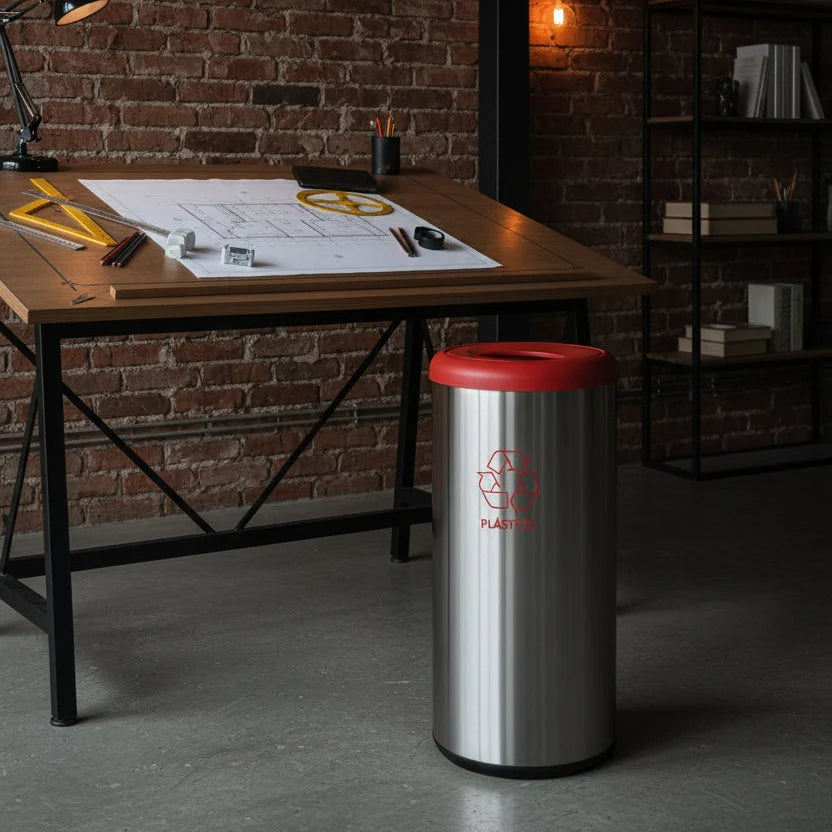 40 Litres Stainless Steel Capsule Waste Bin With Swing Lid And Scotch Brite Finish