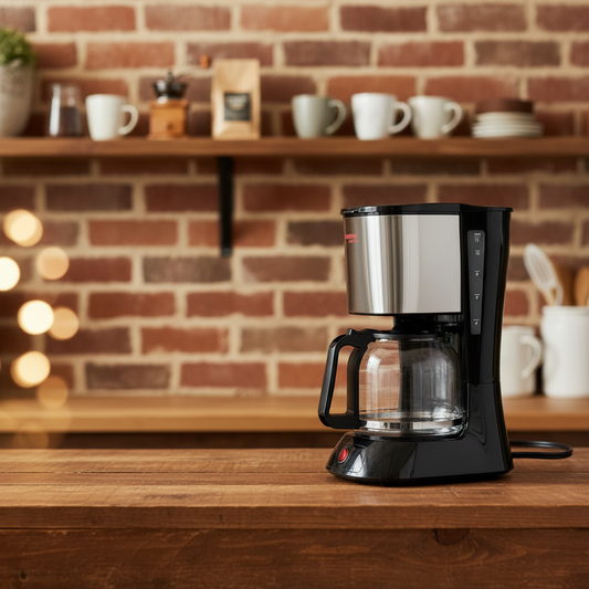 Electric coffee maker for brewing fresh coffee at home or office