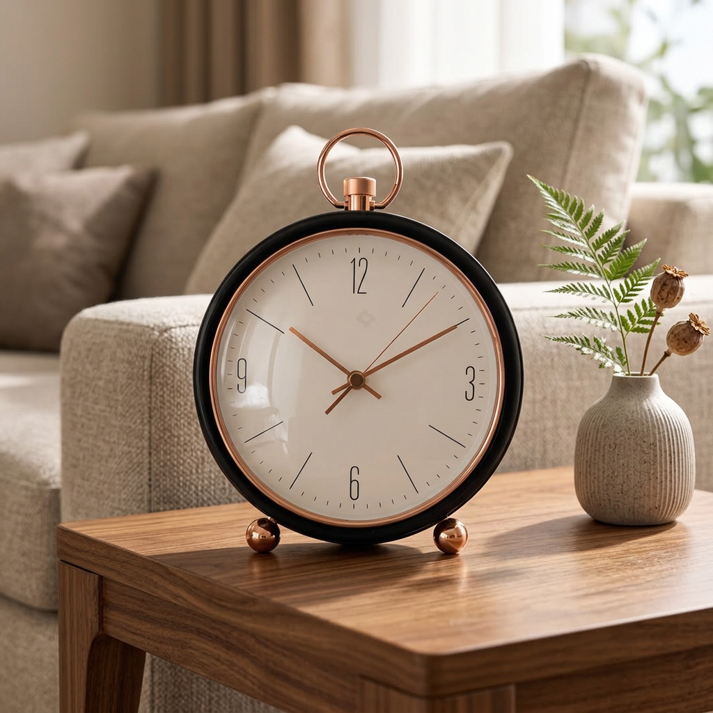 Black and rose-gold tabletop clock with a classic design for home and office décor, available in Nairobi, Kenya