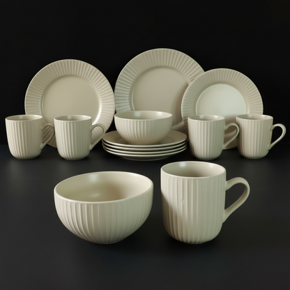 16pc Ceramic Dinner Set – Soft Beige