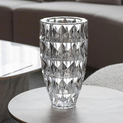 27.5cm Clear Glass Vase with Geometric Pattern
