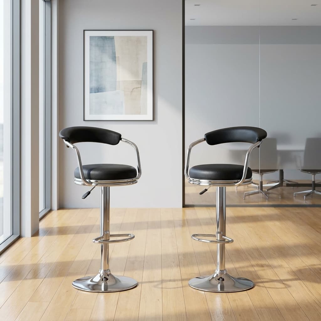 Adjustable Swivel Bar Stool with Backrest and Footrest