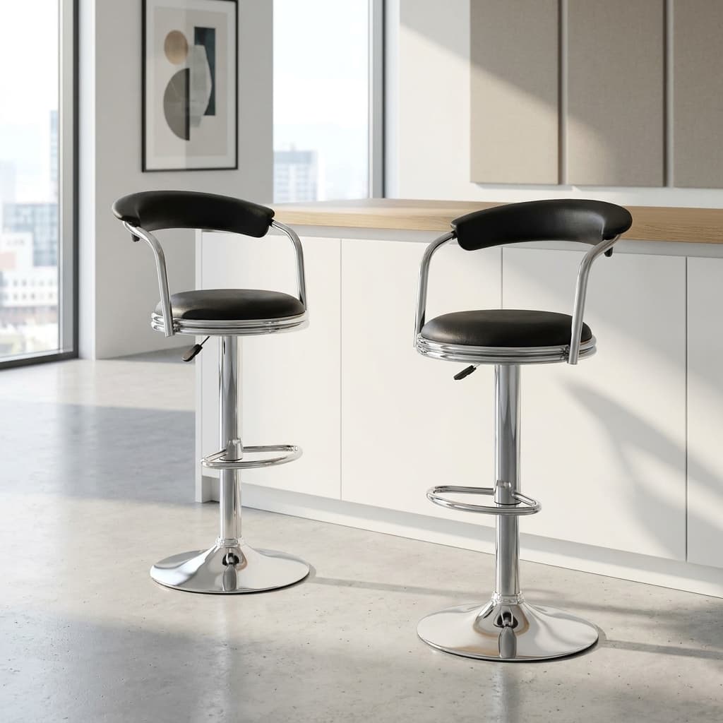 Adjustable Swivel Bar Stool with Backrest and Footrest
