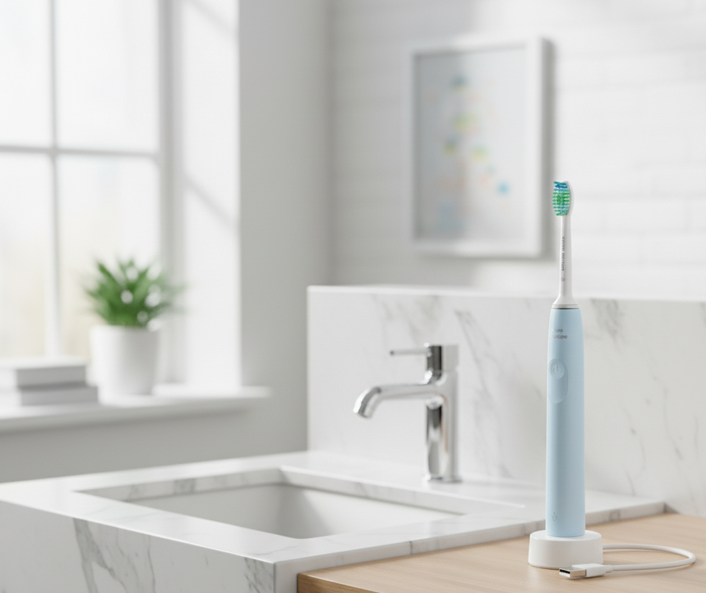 Dawood Lifestyle & Gadgets ke 2100 Series sonic electric toothbrush with QuadPacer SmartTimer ergonomic handle and up to 14 days battery life for enhanced plaque removal and everyday oral hygiene.