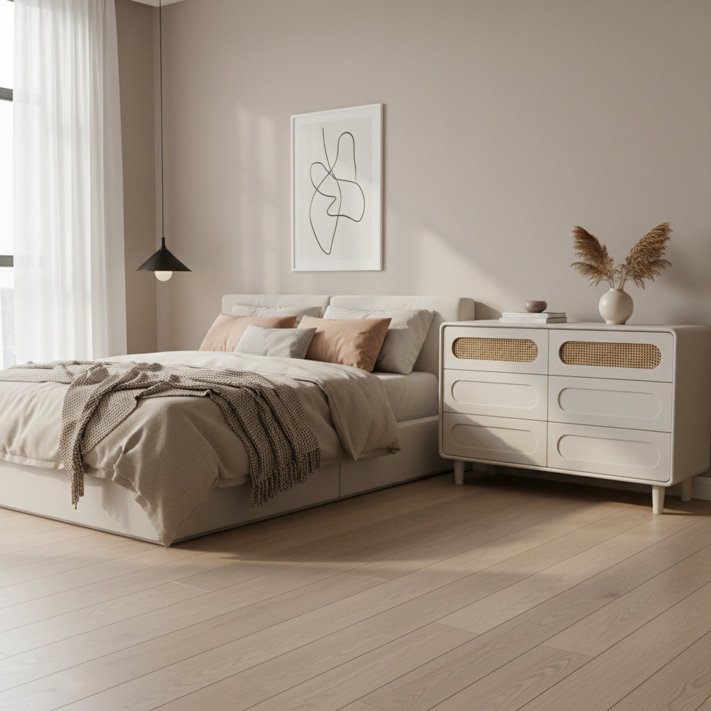 1Metre 6 Drawer Dresser with Push to Open Storage Unit