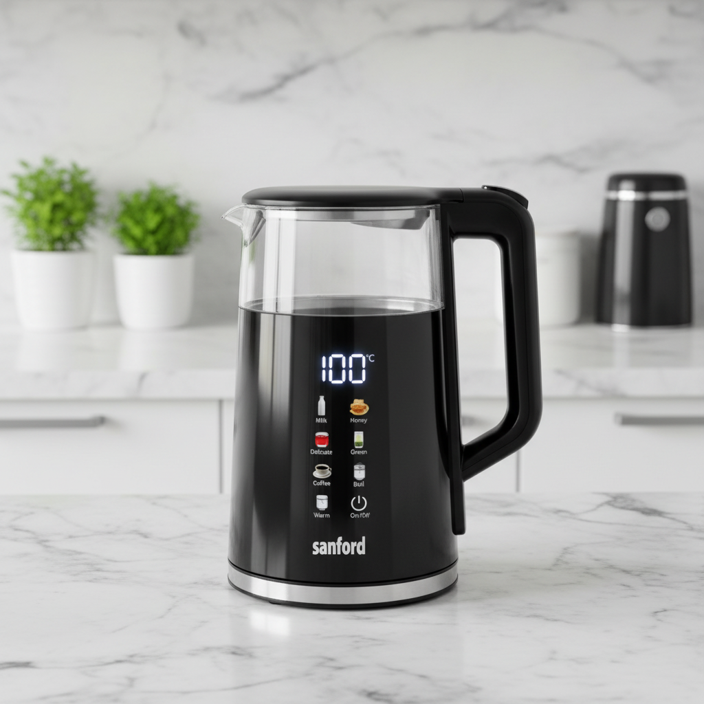 Dawood Lifestyle & Gadgets ke Sanford 1.7L smart glass kettle with digital touch display SF3361EK