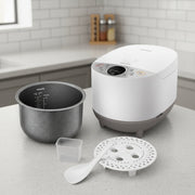 .8L digital rice cooker with Smart 3D heating, 10 cooking menus, and Bakuhanseki coated inner pot for perfectly cooked rice HD4515/55.