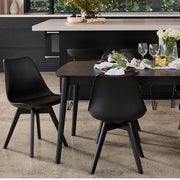 Nordic plastic dining and study chair with PU cushioned seat and ergonomic backrest