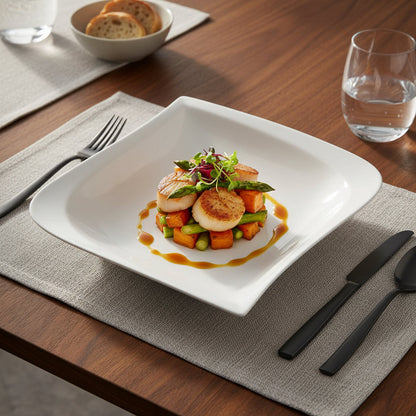 6pc Porcelain Curved Square Deep Plate – 20cm