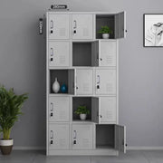 15-door steel locker cabinet with individual locks, ventilation slots, and name card holders - Dawood Lifestyle & Gadgets ke